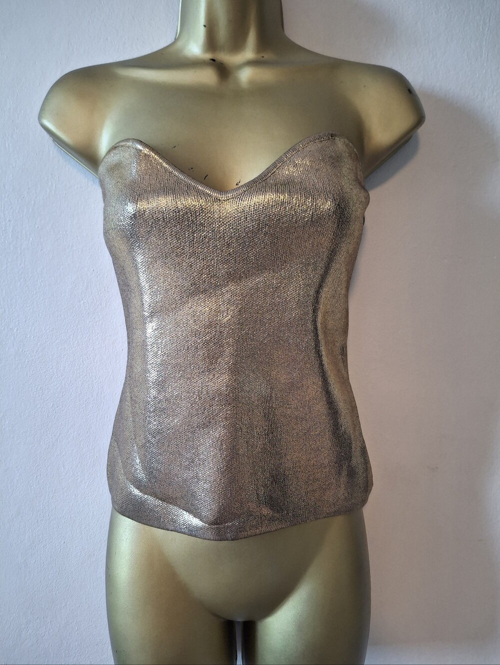 Strapless Metallic Gold Women's Bustier Top